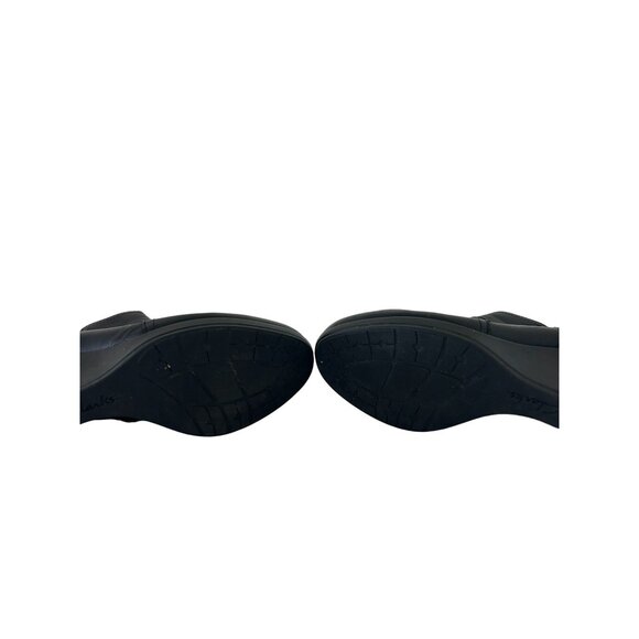 CLARKS Black Leather Ankle Wedge Boots Size 9 - Picture 6 of 6